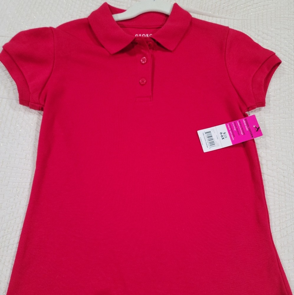 George Girls Red Polo Uniform Shirt Size 6/6x